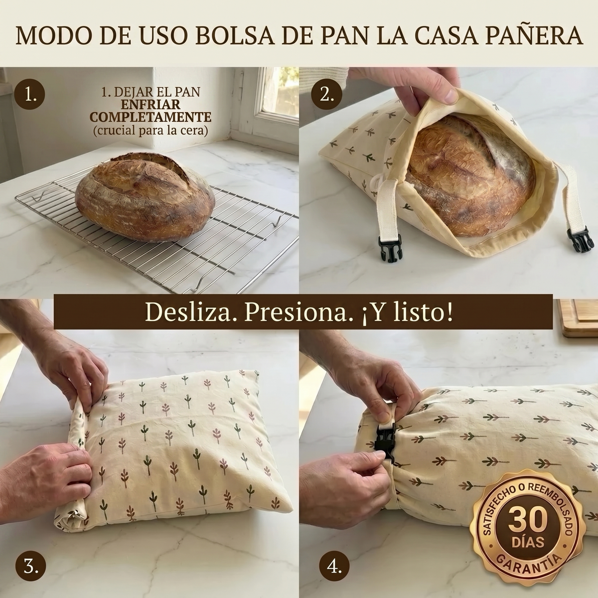 Bolsas para pan premium en 100% algodón y cera de abeja
