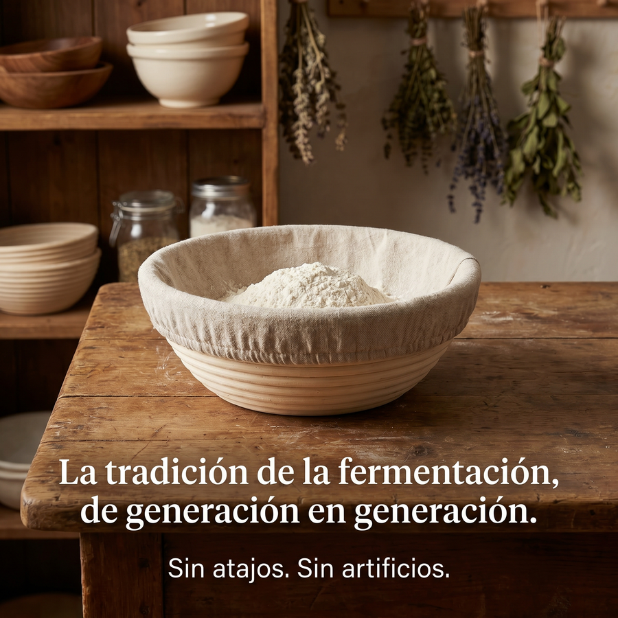 Cesta de fermentación en ratán natural