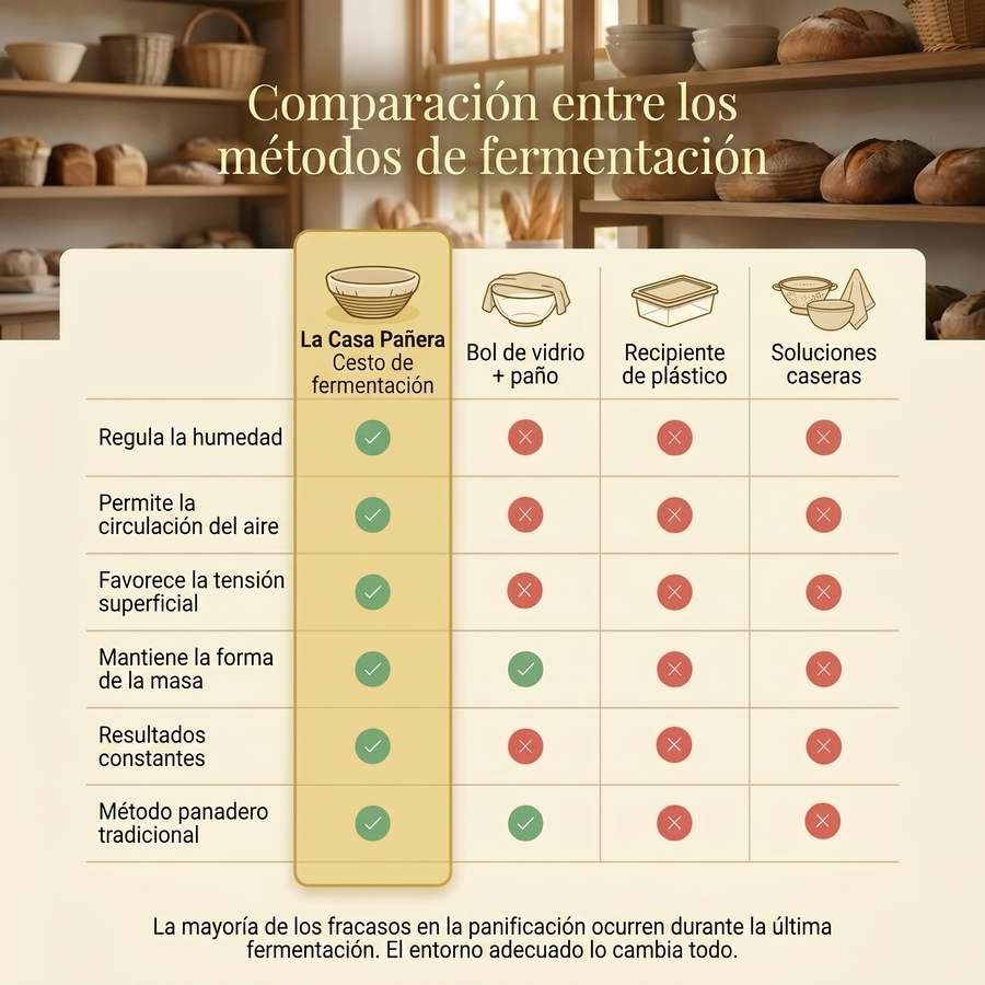 Cesta de fermentación en ratán natural