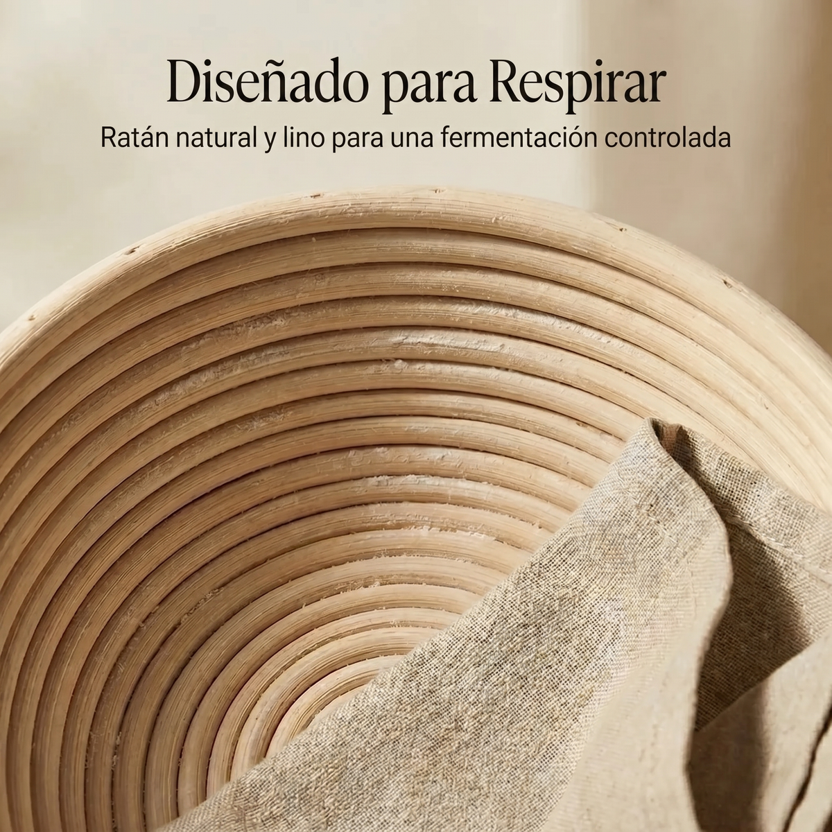 Cesta de fermentación en ratán natural