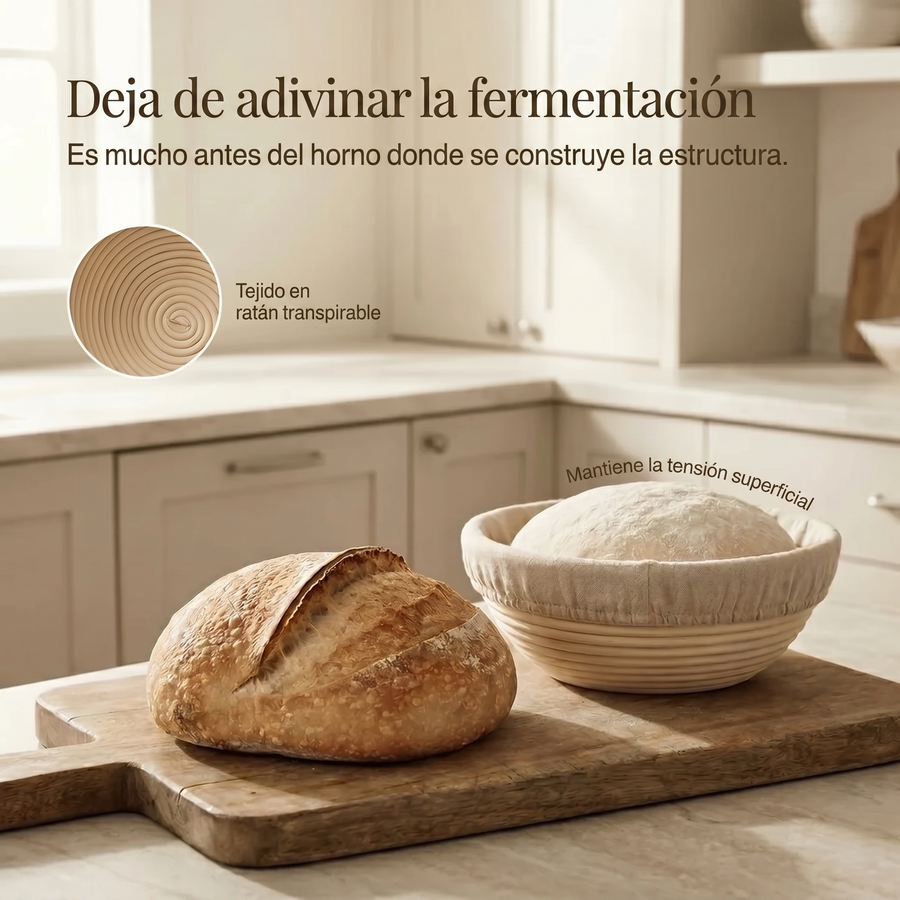 Cesta de fermentación en ratán natural