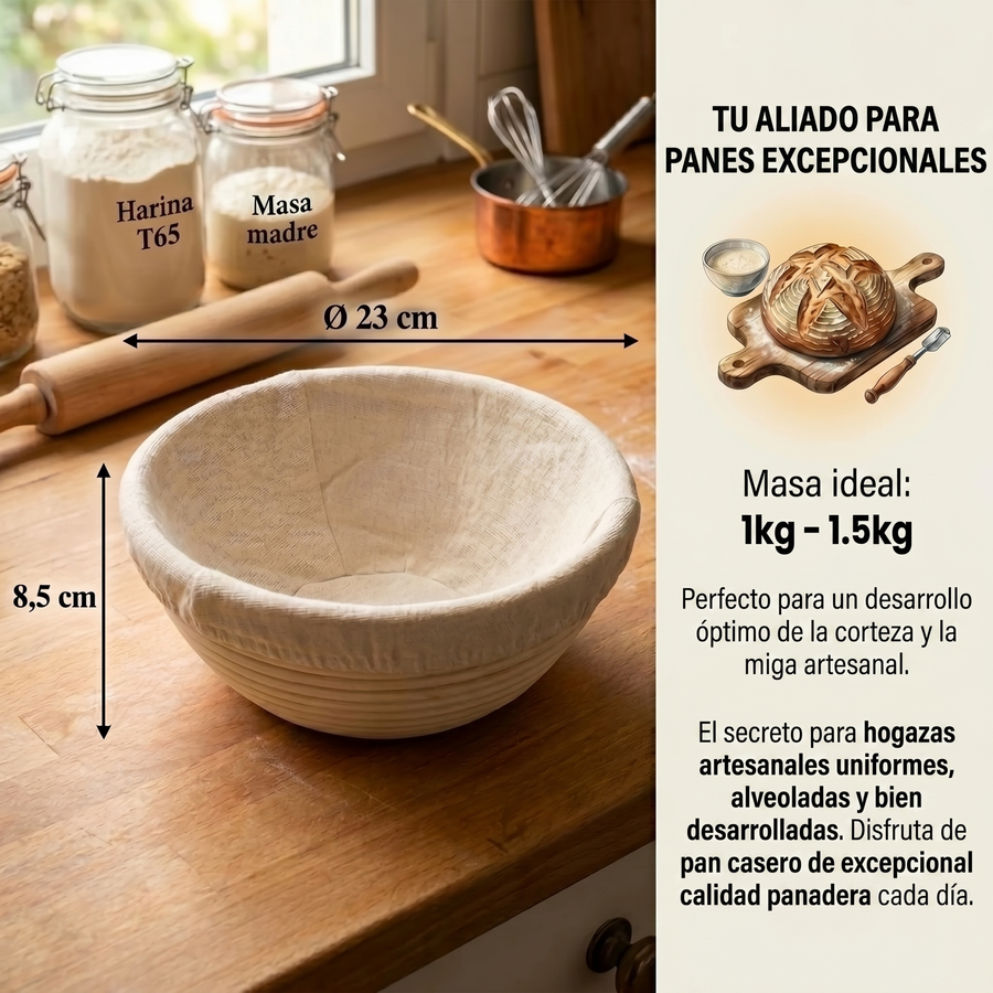 Cesta de fermentación en ratán natural